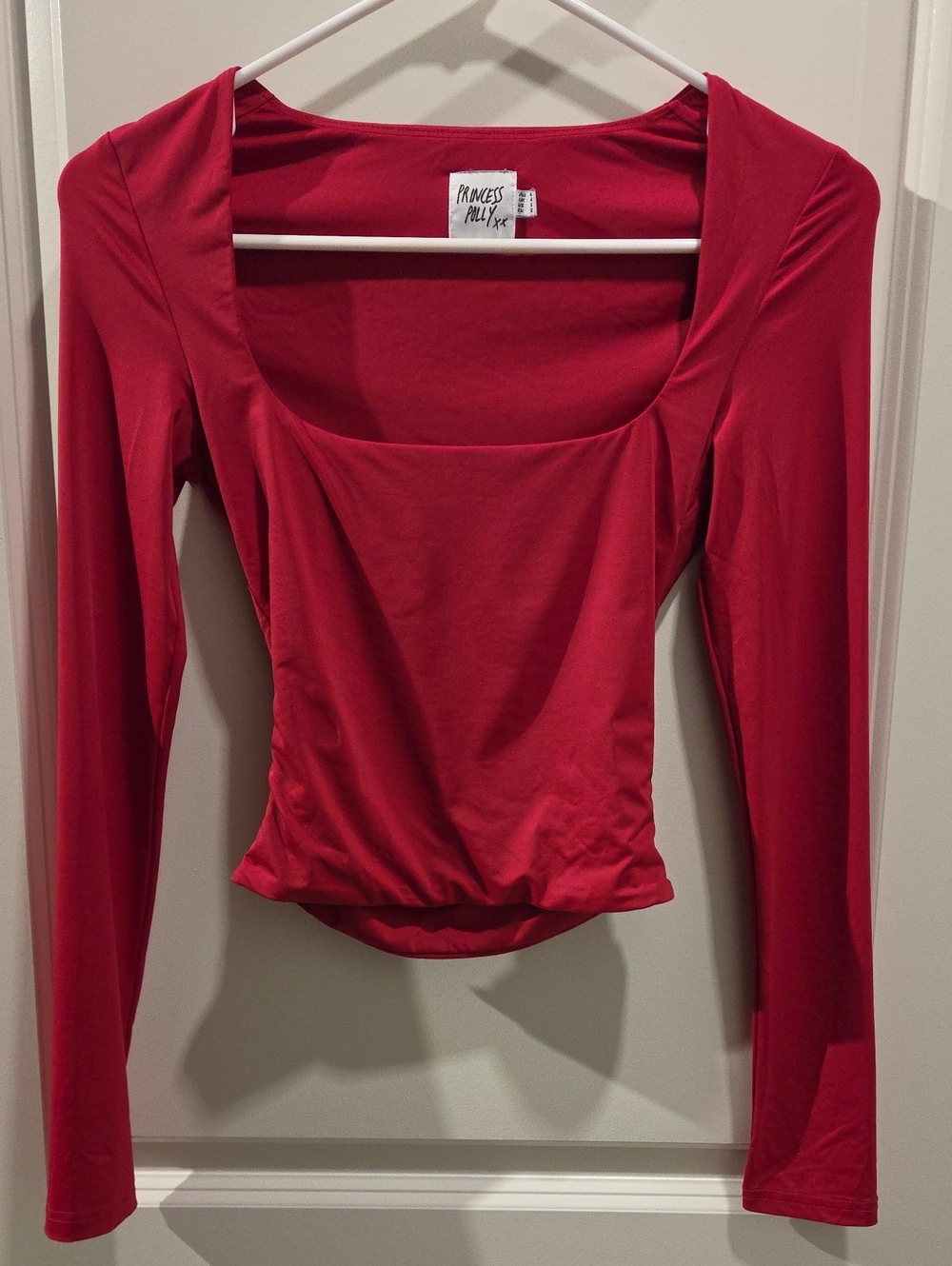Princess Polly Red Long Sleeve Scoop-Neck Top